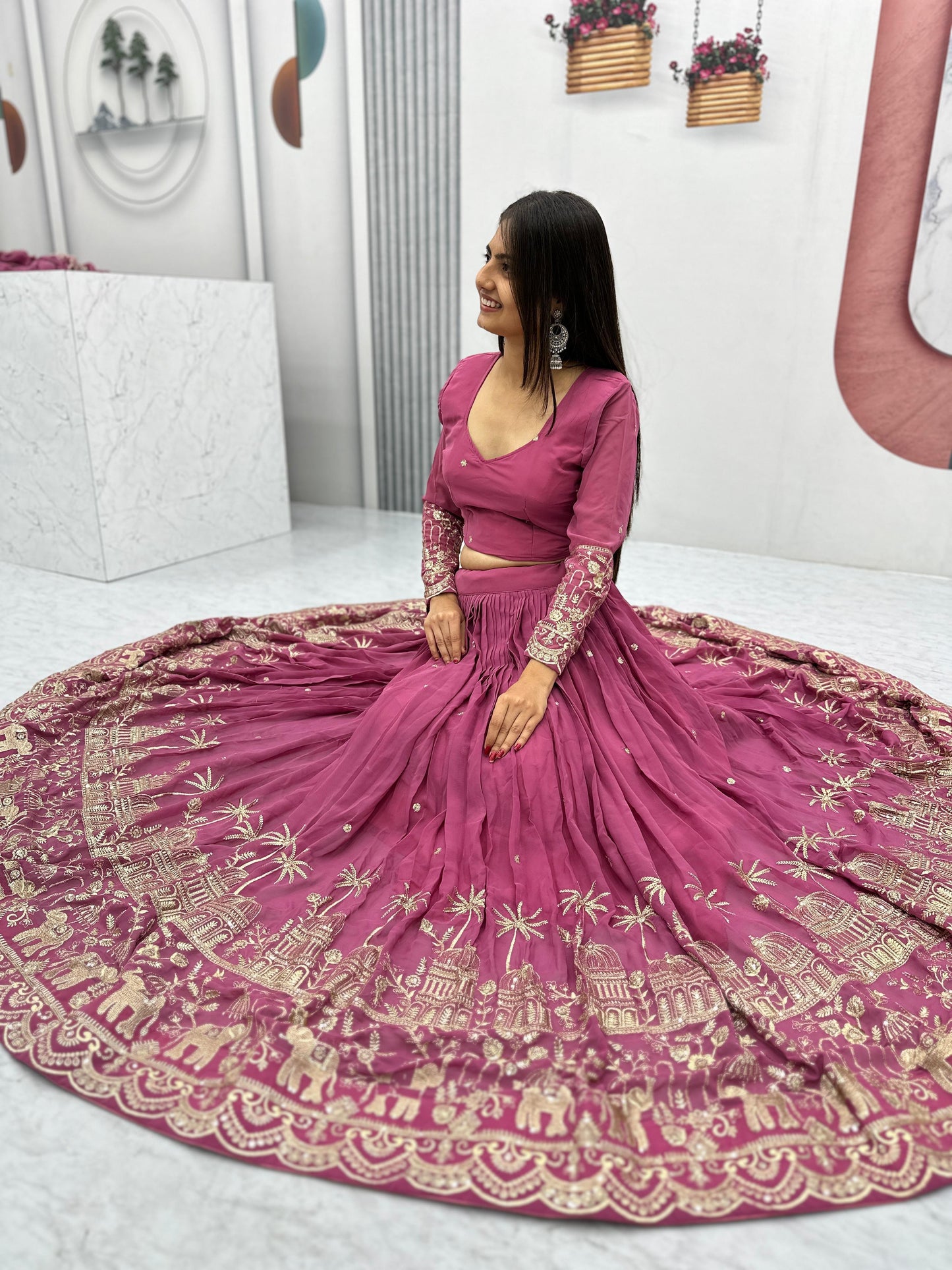 Siksyra TAPI-197 Designer Embroidered Fox Georgette Lehenga Choli Set – Festival Readywear for Women