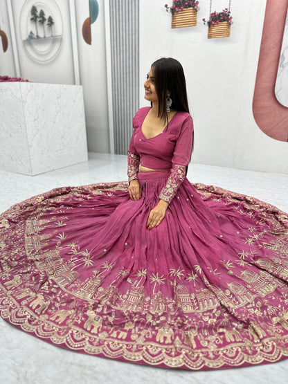 Siksyra TAPI-197 Designer Embroidered Fox Georgette Lehenga Choli Set – Festival Readywear for Women