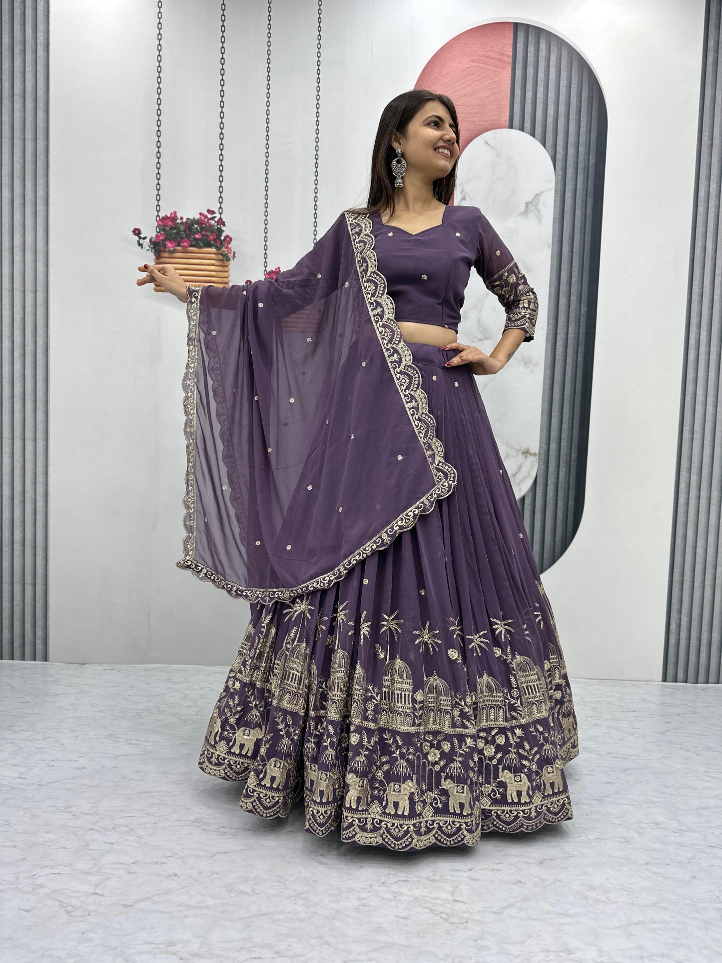 Siksyra TAPI-197 Designer Embroidered Fox Georgette Lehenga Choli Set – Festival Readywear for Women