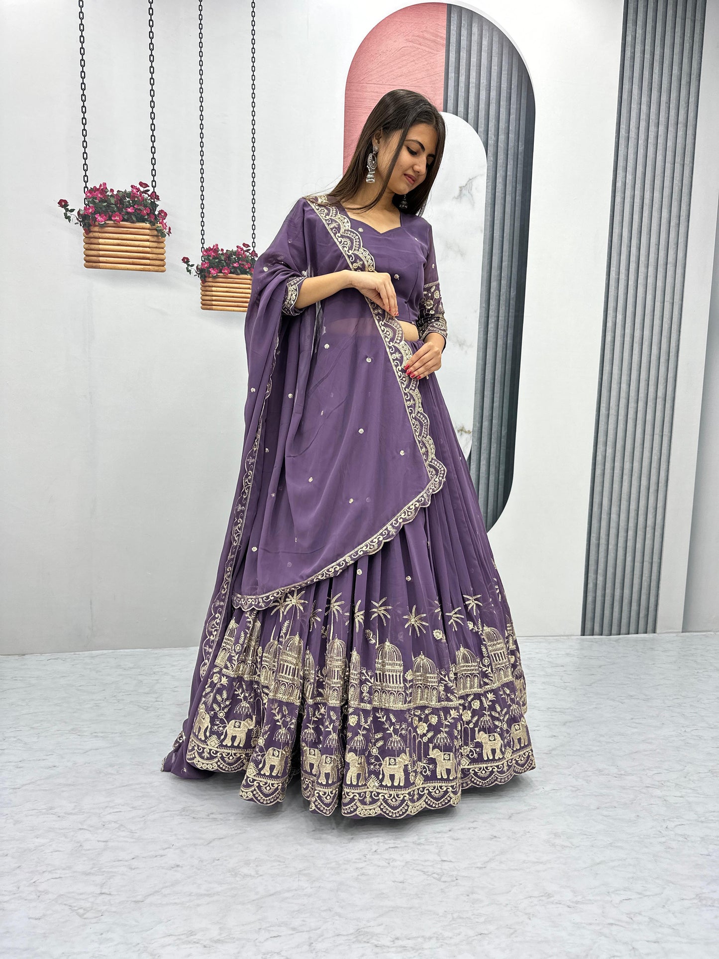 Siksyra TAPI-197 Designer Embroidered Fox Georgette Lehenga Choli Set – Festival Readywear for Women