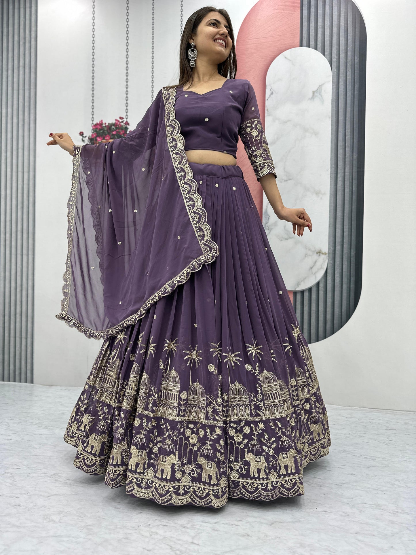 Siksyra TAPI-197 Designer Embroidered Fox Georgette Lehenga Choli Set – Festival Readywear for Women
