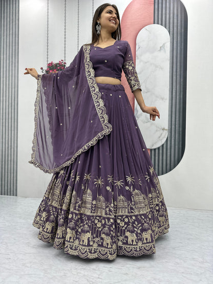 Siksyra TAPI-197 Designer Embroidered Fox Georgette Lehenga Choli Set – Festival Readywear for Women