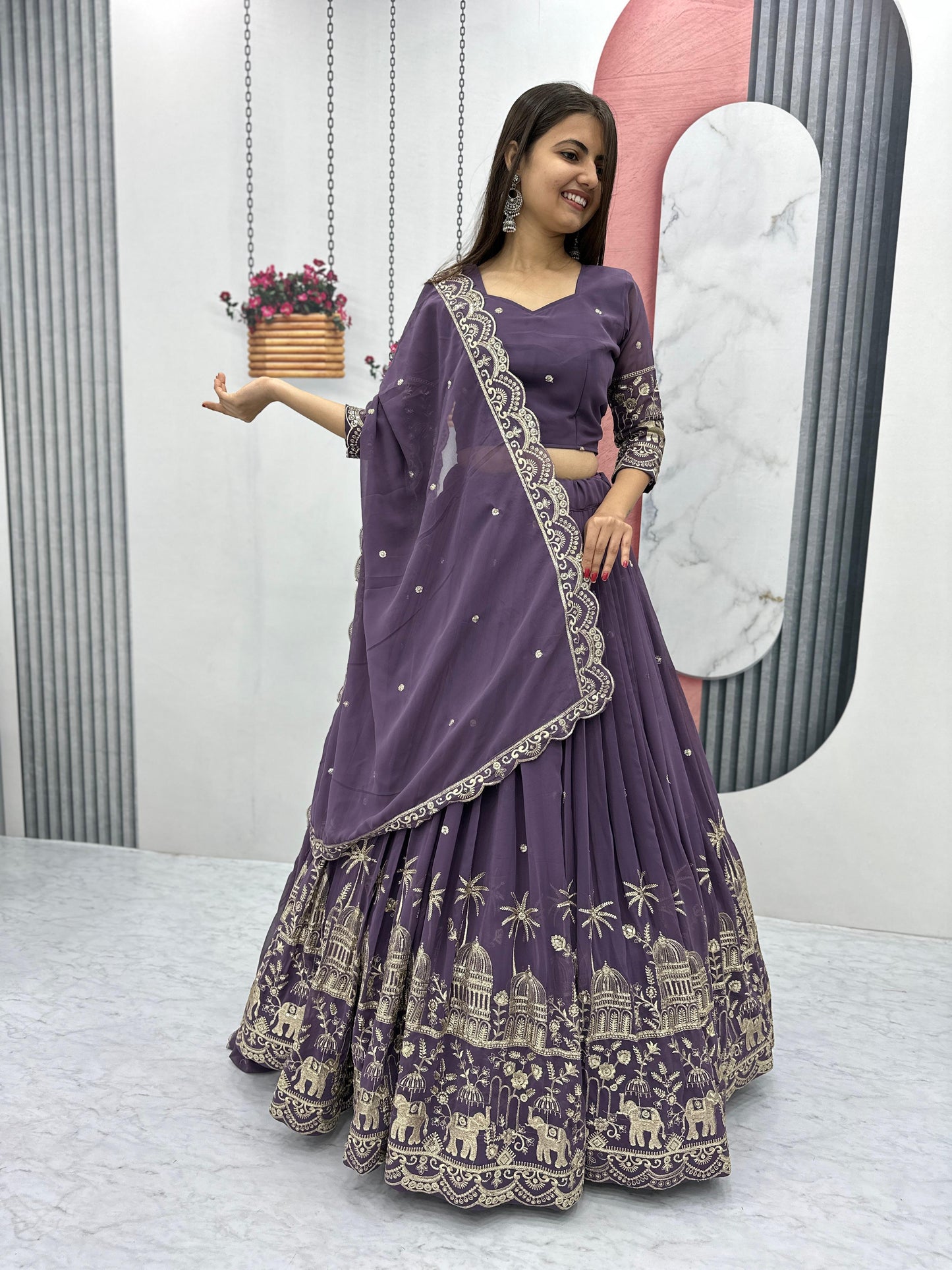 Siksyra TAPI-197 Designer Embroidered Fox Georgette Lehenga Choli Set – Festival Readywear for Women