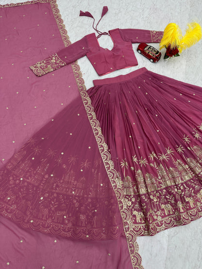 Siksyra TAPI-197 Designer Embroidered Fox Georgette Lehenga Choli Set – Festival Readywear for Women