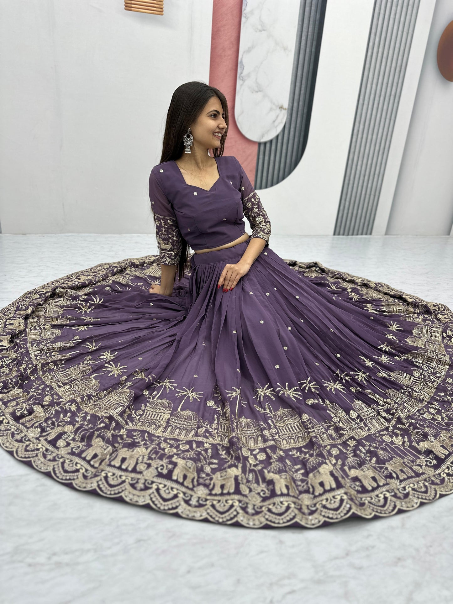 Siksyra TAPI-197 Designer Embroidered Fox Georgette Lehenga Choli Set – Festival Readywear for Women