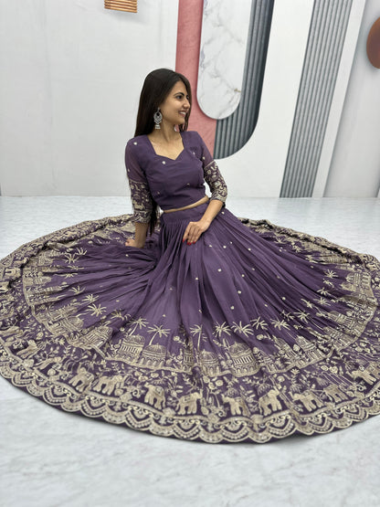 Siksyra TAPI-197 Designer Embroidered Fox Georgette Lehenga Choli Set – Festival Readywear for Women