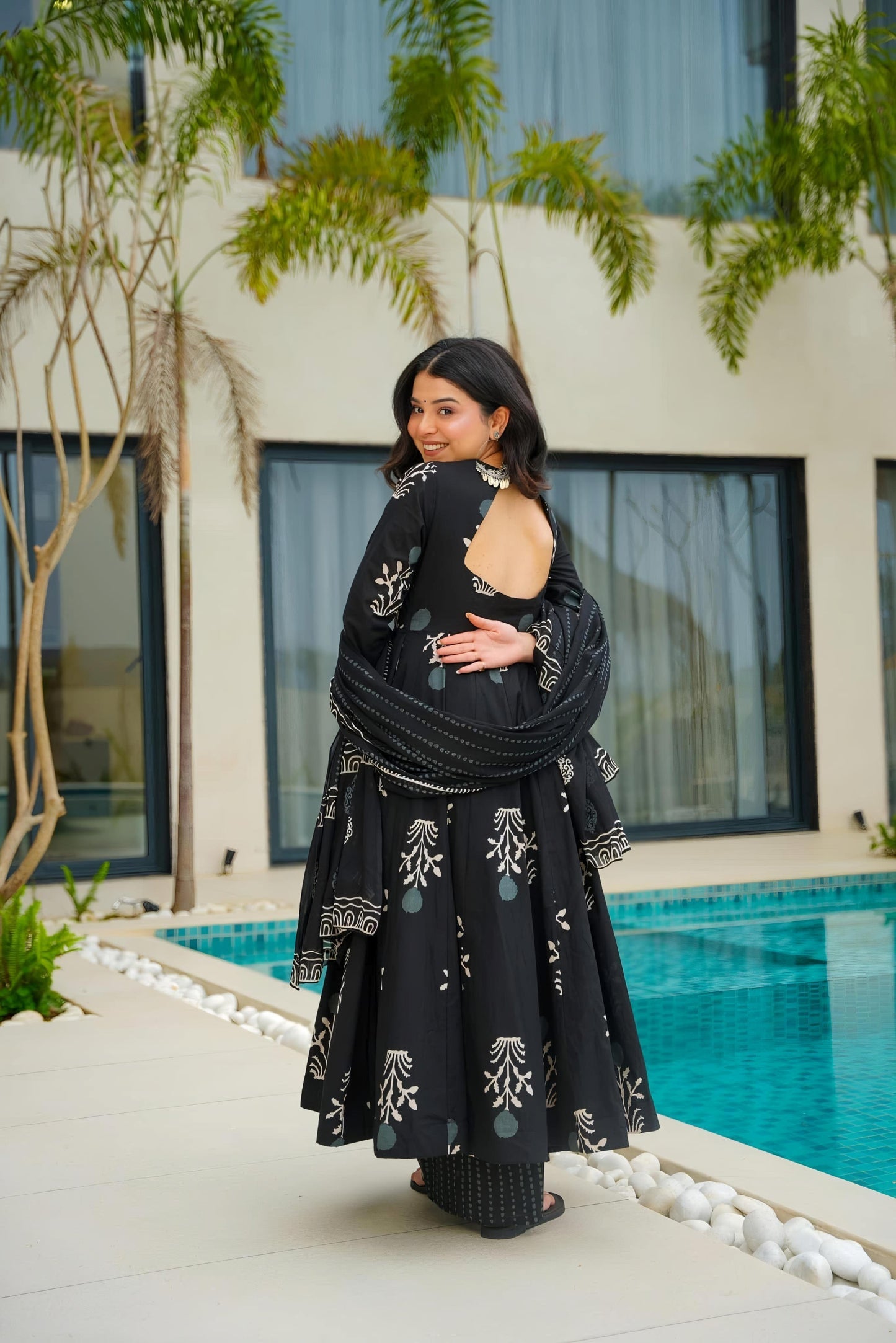 Siksyra TD-6060 Premium Readymade Digital Print Anarkali Suit Set – Maslin Fabric