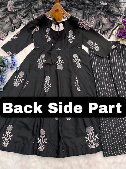 Siksyra TD-6060 Premium Readymade Digital Print Anarkali Suit Set – Maslin Fabric
