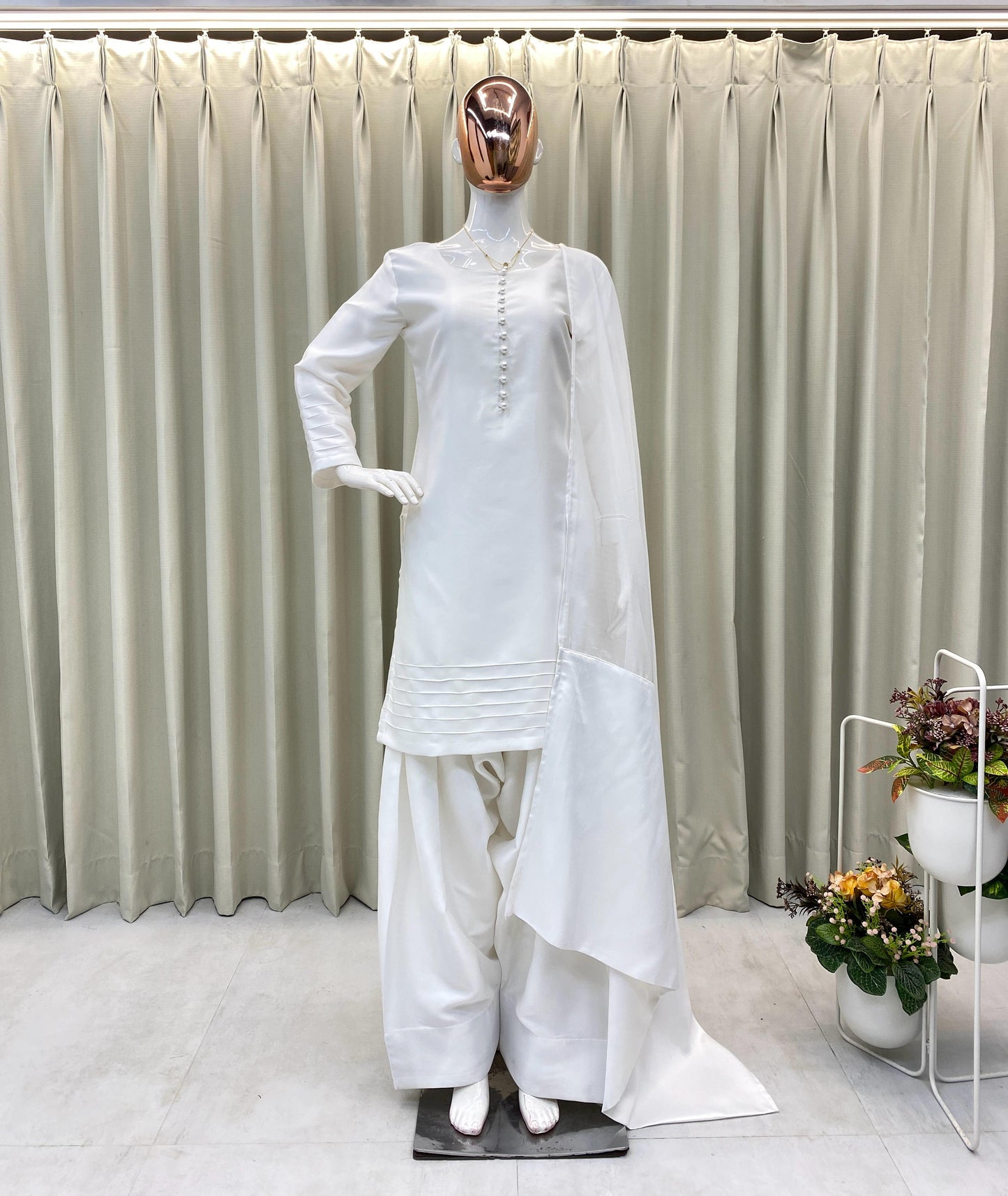 Siksyra BE-345 Farsi Style Salwar Suit | Moss Satin Fabric | Organza Dupatta | Readymade Sizes M–XXL