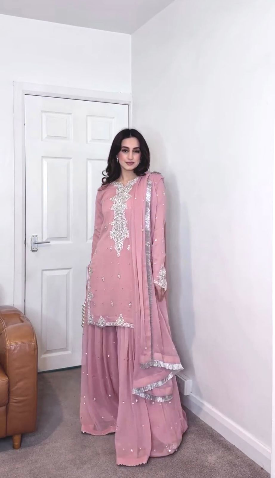 Siksyra JD-600 Embroidered Kurti, Plazzo & Dupatta Set | Heavy Faux Georgette