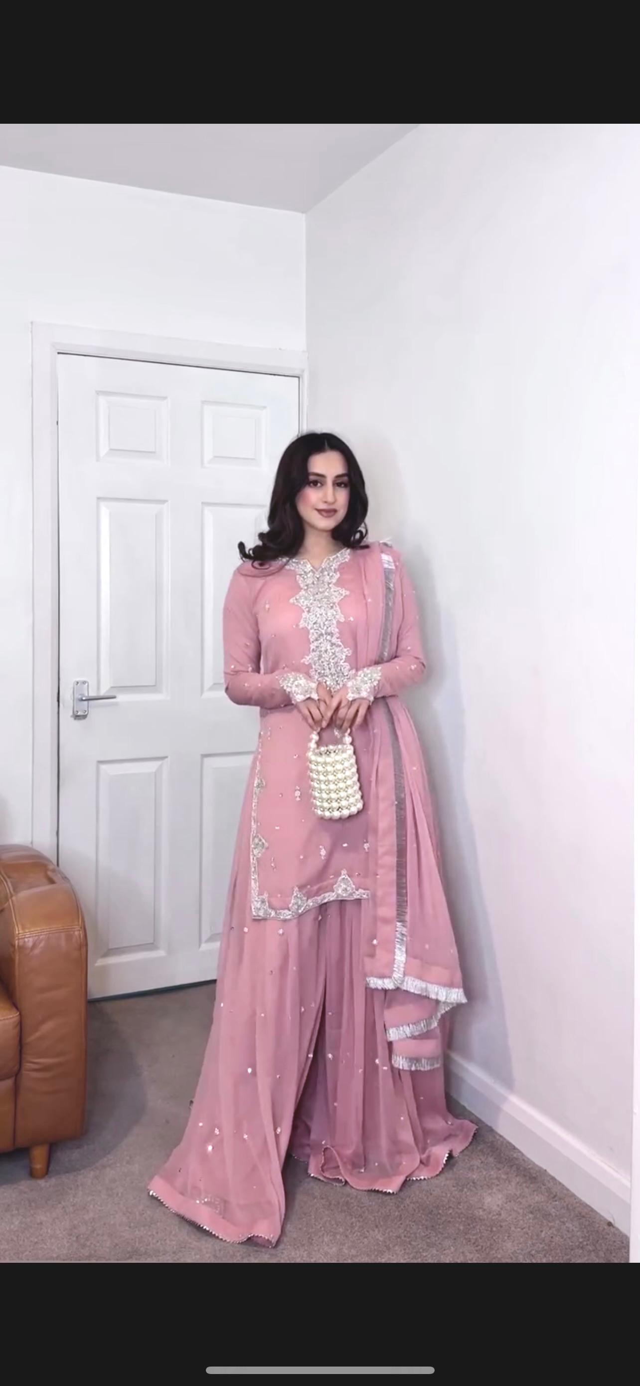 Siksyra JD-600 Embroidered Kurti, Plazzo & Dupatta Set | Heavy Faux Georgette